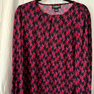 Liz Claiborne long sleeve, black/red/purple blouse, Sz L
